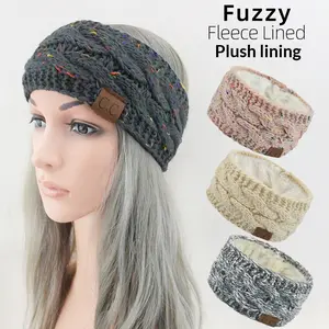 Fleece knitted headband wool colored yarn headband cloth label warm hair accessories autumn and winter twist ear protection headgear