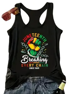 Juneteenth Breaking Every Chain Since 1865 Women’s Racerback Tank Top | Black Freedom Sleeveless Tee