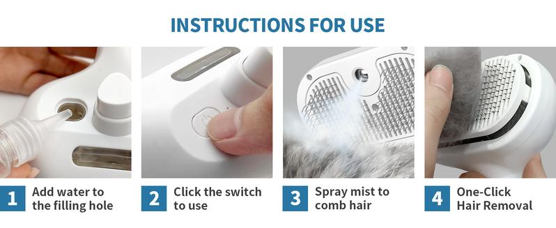 Steam Brush for Pets Long Short Haired, 3-in-1 Spray Dematting Comb with One-Button Clean, Grooming Tool for Small Animals Steam Brush for Pets Long Short Haired, 3-in-1 Spray Dematting Comb with One-Button Clean, Grooming Tool for Small Animals