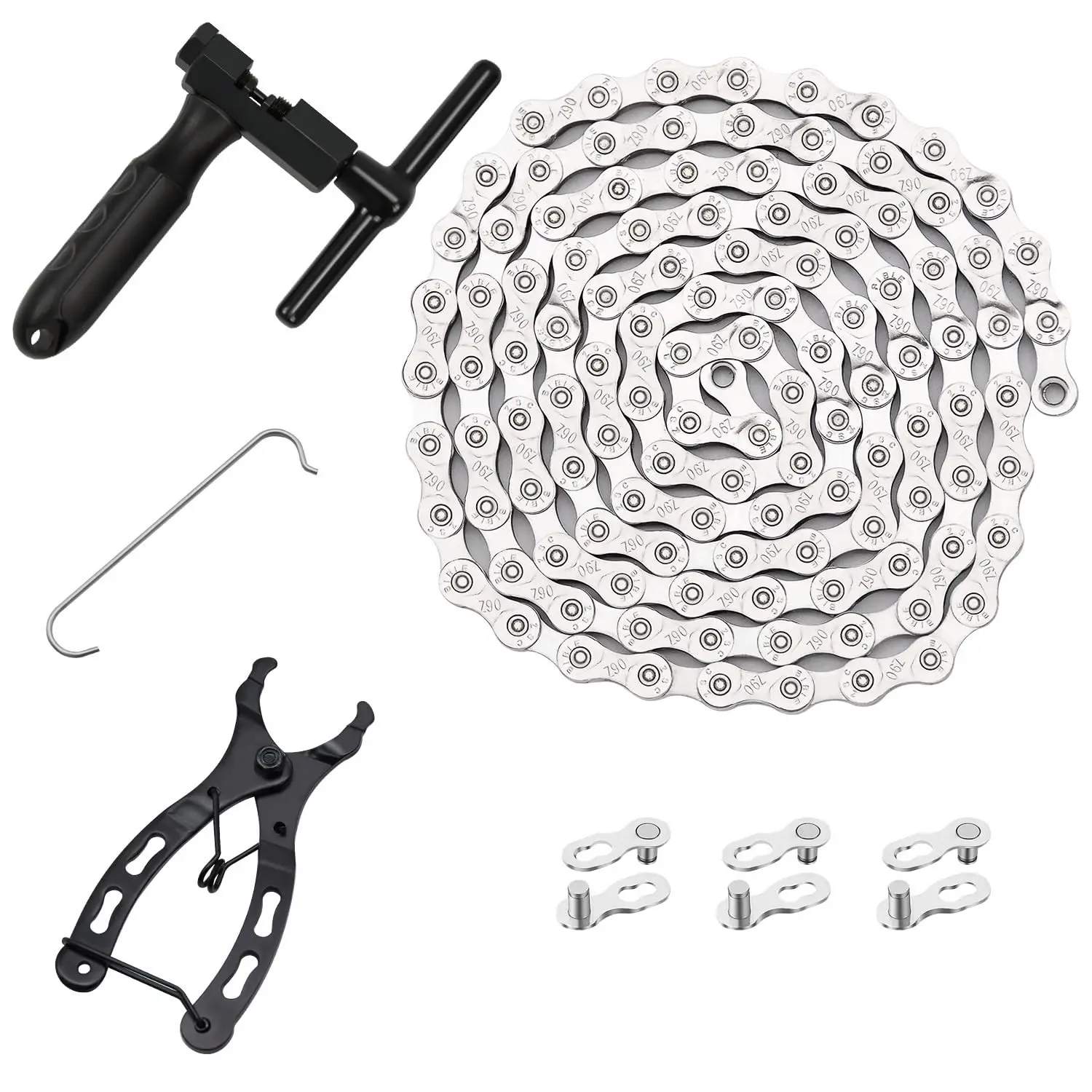 Bike Chain Kit 9 Speed Multi-Function Bike Mechanic Repair Kit Chain Breaker and Bike Link Plier with Hook 3 Pairs Reusable Bicycle Buckle