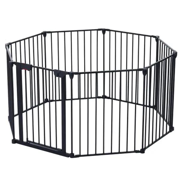 200" Extra Wide Pet Playpen – 8-Panel Metal Exercise Enclosure with Walk-Thru Door, Foldable Safety Gate for Indoor/Outdoor Use, Room Divider & Fireplace Fence – No Tools Required