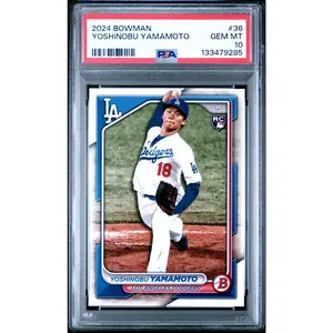 2024 Bowman Yoshinobu Yamamoto #36 RC Rookie Card Word Series MVP Dodgers PSA 10