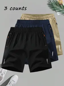 Men's Solid Color Boxer Briefs, Regular Fit Casual Comfy Breathable Shorts for Daily Wear, Men's Bottoms for Summer