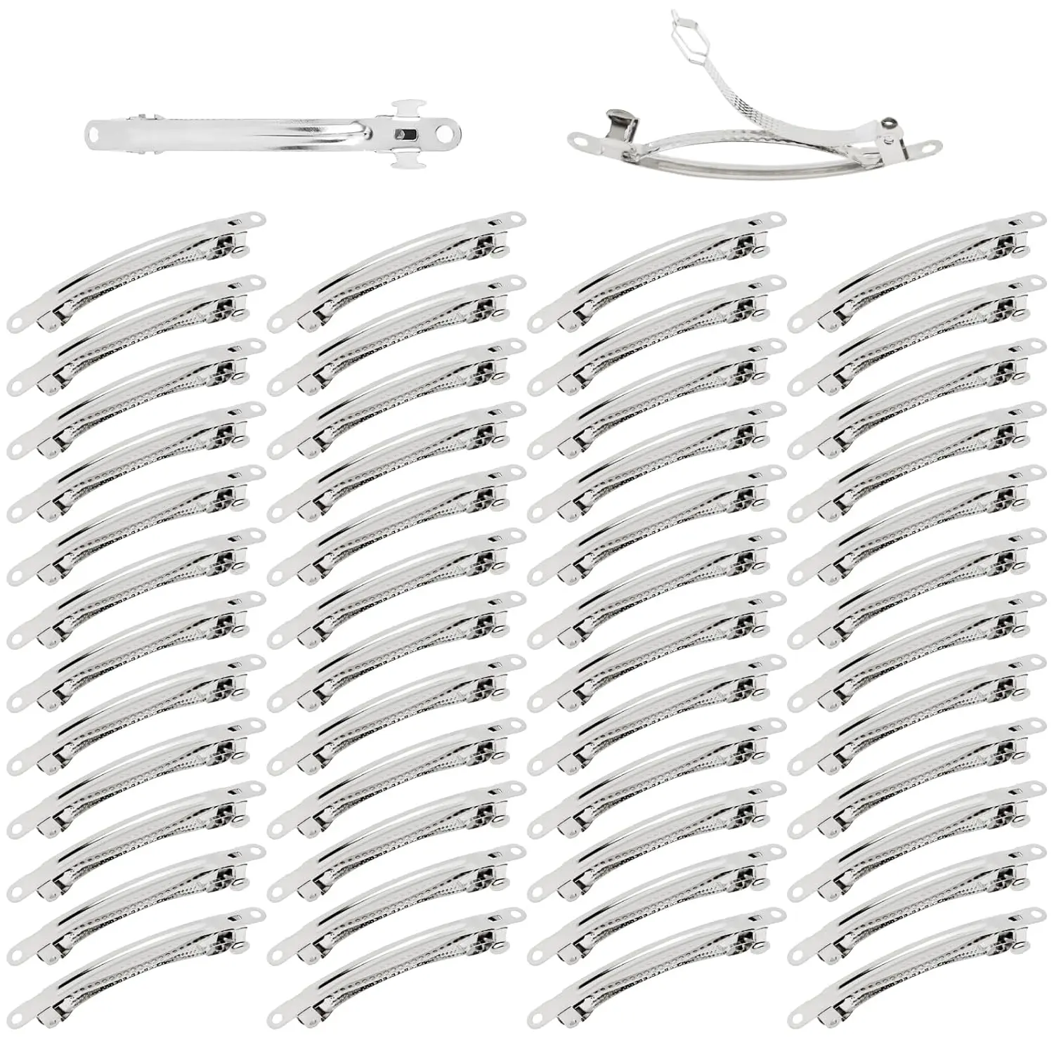 50 Pack 8cm/3 Inch Plain Blank  Metal DIY Craft  Barrettes Automatic Spring Snap Hair Clips Clasps Accessories for Women Girls Teens