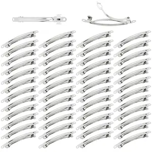 50 Pack 8cm/3 Inch Plain Blank  Metal DIY Craft  Barrettes Automatic Spring Snap Hair Clips Clasps Accessories for Women Girls Teens