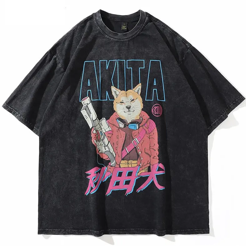 SEE YOU Space "Vintage Washed Cowboy Bebop Anime T-Shirt" 100% Premium Cotton Oversized Fit Casual Style Tee for Men with Graphic Design - Menswear