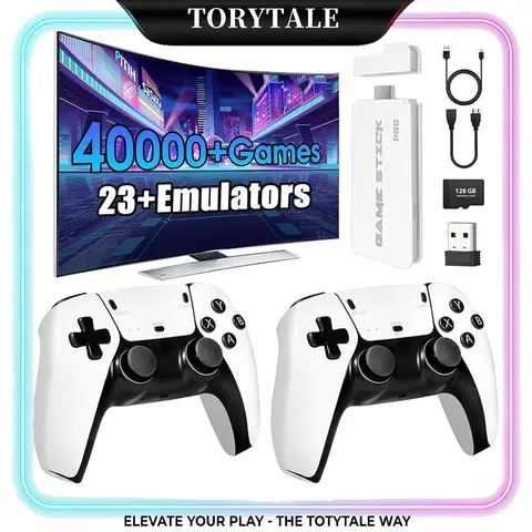 M15 Portable Retro Arcade TV Game Stick - Plug & Play Gaming Console with Built-in 40000+ Classic Games, 20+ Emulators, HDMI Output, Dual 2.4G Wireless Controllers, USB Cable, Vintage Electronics Accessory, Perfect Gift for Kids