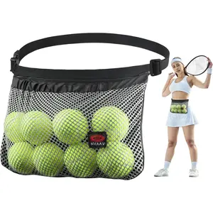 Tennis Ball Band Holder, Pickleball Ball Waist Bag with Adjustable Belt, Tennis Waist Storage Pouch, Mesh Waist Hip Ball Bag Pouch Carrier, Holding 8-10 Balls for Tennis, Pickleball, Golf Accessories