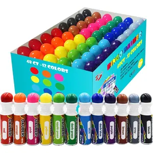 Bingo Daubers Dot Markers - Panit Dotters Dabbers Bulk Mixed Colors Set of 48 Pack-12Colors