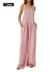 Women's Solid Pocket Overalls Jumpsuit, Casual Sleeveless Basic Jumpsuit for Daily Wear, Loose Jumpsuits, Ladies Clothes for All Seasons, Womenswear, Casual Jumpsuits