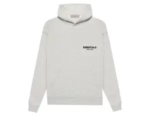 Men's Fear of God Essentials Top, Casual Long-Sleeve Cotton Hooded Sweatshirt with Kangaroo Pocket (FW22, Light Oatmeal)