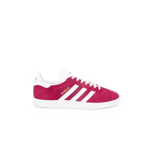adidas Originals Gazelle Sneaker in Collegiate Burgundy, White & Gold Metallic