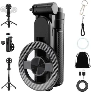 2026 New 4-in-1 Multifunctional Magnetic Selfie Stick,Universal 360° Rotation Phone Tripod with Wireless Remote,Portable Extendable Mag Tripod,for Video Recording & Vlog,for iPhone & Android(Black)