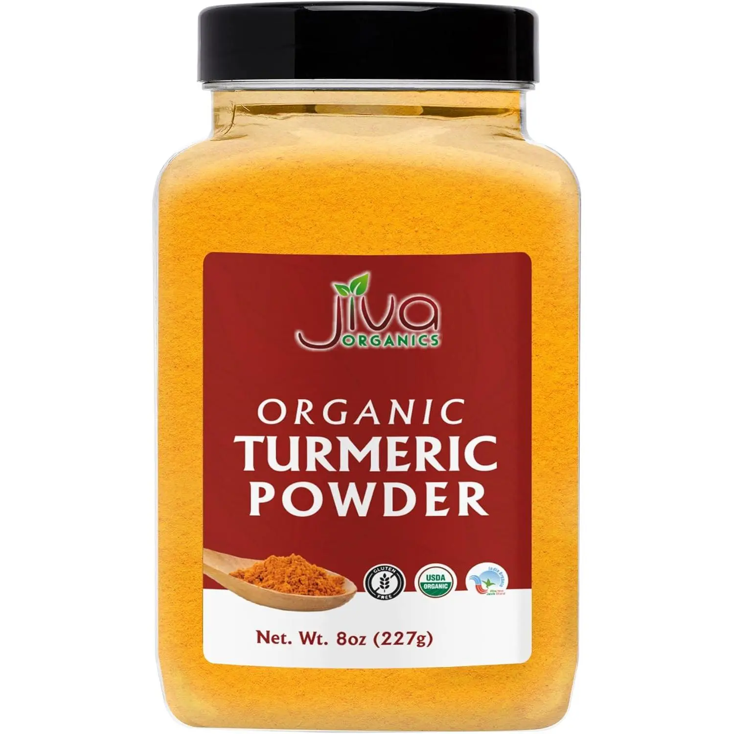 Jiva Organics Organic Turmeric Powder w/Curcumin 8oz Jar - 100% Raw, Natural, Pure, Non-GMO - Lab Tested & Reports Available