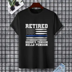 Retired Policeman Funny Sheriff Retirement Gift Police T-Shirt, 100% Cotton, Single Side Printed, Black Short Sleeve T-shirt, Gift for Family Friends, S-XXXL, 1 pc, Fabric Weight 180g