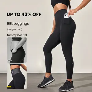 GLOWMODE 24'' BBL CoreHold Tight Fit Boning Tummy Control FeatherFit-Sculpt Leggings with Side Pockets Medium Impact TikTokShopBlackFriday