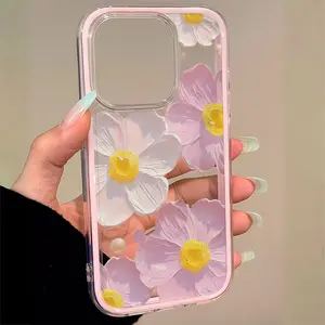 Cute Floral Pattern Phone Case, Shockproof Soft Shell Design, Compatible with iPhone Models 11-16 Pro Max, Perfect Gift Choice