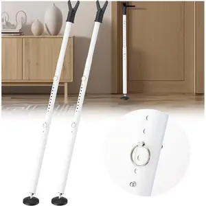 Sliding Glass Door  Bar, 2 Pack White Adjustable Patio Door Stopper Jammer Window  Bar for Front Door Inside Bedroom, Hotel Rooms and Apartment