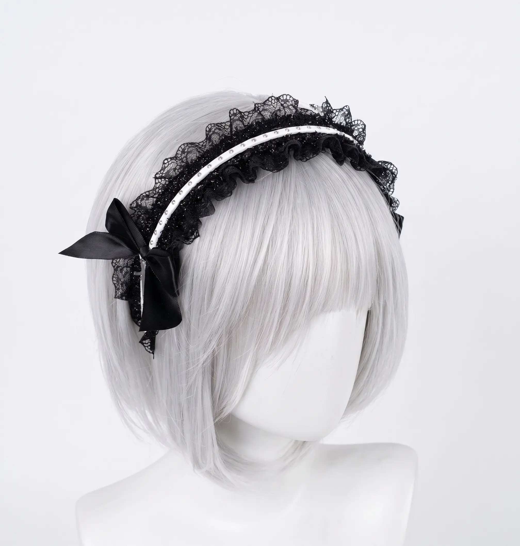 Handmade Lace Gothic Headband Y2k Sweet Cool Bow Lace Headgear Floor Buds Abby Lolita Hair Accessories