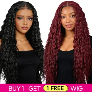 Buy 1 Get 1 Free Lace Front Wig | 180% Density, Transparent Lace, Ocean Wave, Blended Human Hair