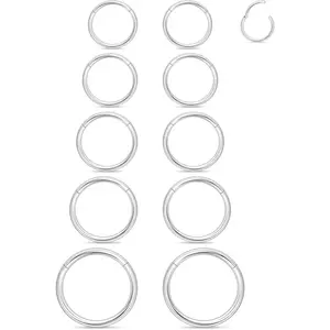 16G Septum Nose Rings Hoops 316l Surgical Steel Clicker Medusa Labret Snake Bite Lip Ring Tragus Helix Daith Rook Conch Snug Cartilage Lobe Earrings Hoop   For Women Men
