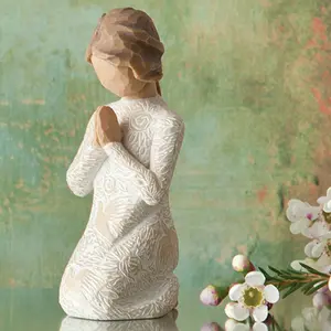 Prayer Angel Statue, 1 Count Handmade Paper Mache Ornament, Home Decor for Living Room Bedroom, Desktop Decoration, Room Decor, Gift for Friend & Family, Religious, Religious Supplies