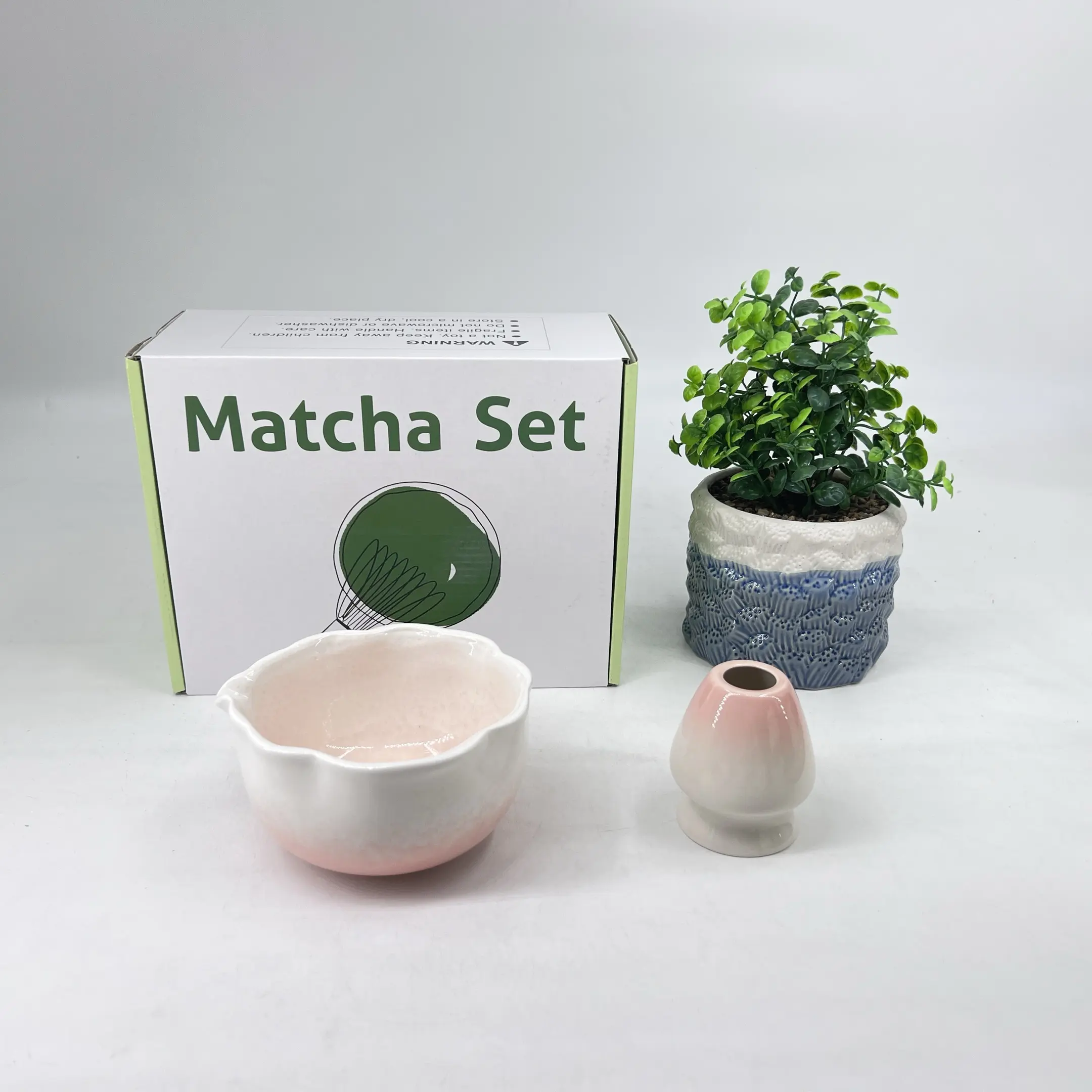 Traditional Japanese Matcha Bowl Set with Spout, Handmade Gradient Glaze Ceramic, Large Capacity Tea Bowls for Ceremonial Use