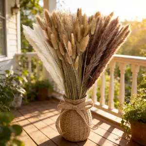 Natural Dried Pampas Grass | 17.3" Fluffy Arrangement