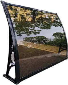 Polycarbonate Window Door Awning Spliced Canopy Brown with Black Bracket 40 Inch x 40 Inch Durable Design for Weather Protection
