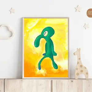 Frameless 2D Flat Cartoon Character Poster, Octopus Canvas Painting for Living Room & Bedroom, Home Wall Art Decoration Without Frame