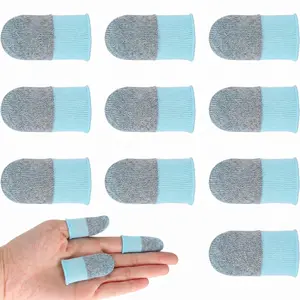 10 Pack E-Sports Grade Gaming Finger Sleeves, 0.15mm Professional Superconducting Nanofiber Thumb Sleeves, Anti-Sweat & Anti-Slip Gamer Gear for iPhone, Android & Tablets, High-Precision Glide Finger Covers（Light Blue & Grey）