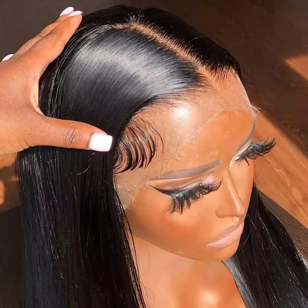 Bling Hair 13x6 Lace Straight Human Hair 180% Density HD Lace Front Wigs Real Hair Natural Color Pre Plucked Lace Frontal Wigs Brazilian Remy Lace Front For Women with Baby Hair