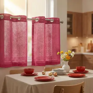 Summer Vibes, 26x36 Inch 4pcs Sheer Curtains for Living Room Bedroom Kitchen Linen Sheer Curtains, Grommet Luxury Black Out Curtains for Windows Apartment L12