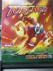 THE REAL AUTOGRAPH TORCHED SIGNED FOOTBALL JERSEY BREAK PYT 2010