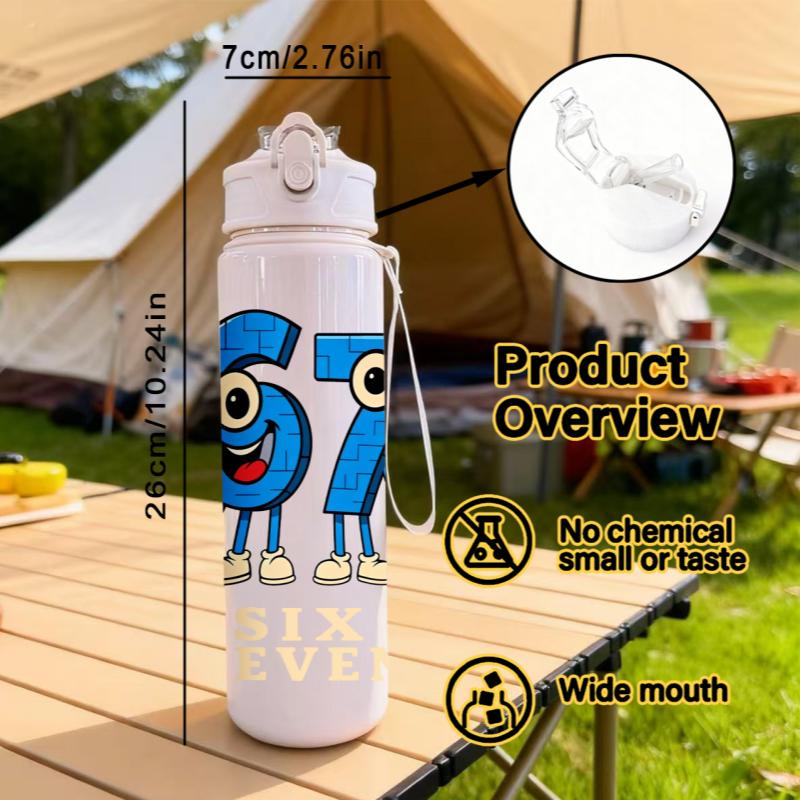 3D Printed Number 67 Pattern Lightweight Leak Proof Travel Drink Bottle,Reusable. Suitable for Office,Gym,Outdoor Sports, Yoga,