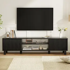 Modern TV Stand for Up To 70'' TVs, Large Media Console with Storage & Open Shelves, Stylish Entertainment Center for Living Room