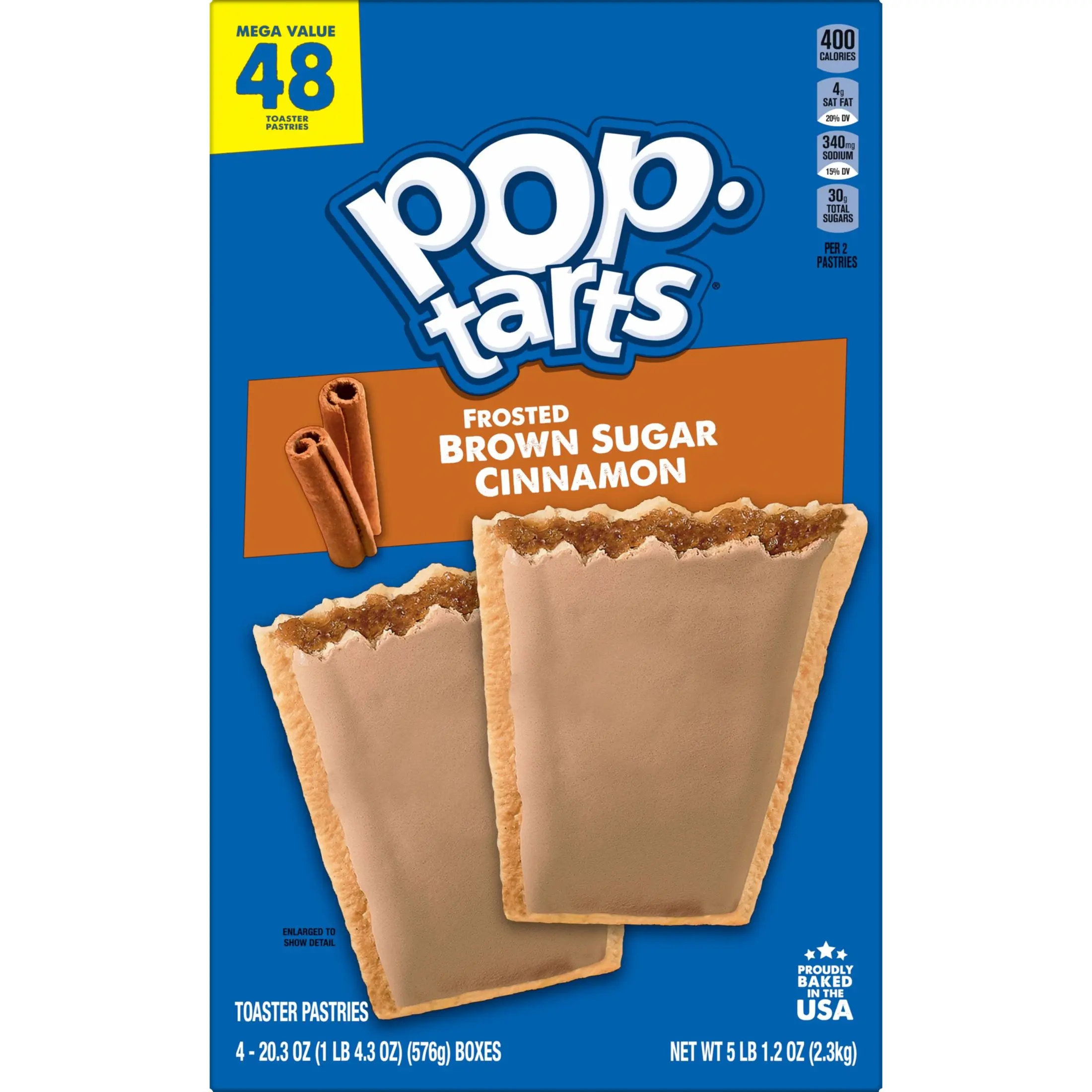 Pop-Tarts Frosted Brown Sugar Cinnamon Toaster Pastries, Shelf-Stable, Ready-to-Eat, Instant, 48 Count Box