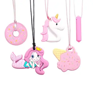 FN26 5 PCS Chew Necklaces for Sensory Adults and Kids Chewy Necklaces That Like Biting or Have Autism-Perfectly Textured Chewelry Kid Girl Teether Chewing necklace-Chewy Toddler for Aggressive Chewers