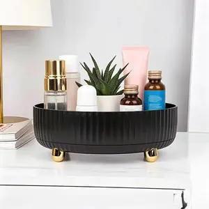 Multifunctional rotating storage tray - can be used as a fruit tray / makeup storage tray / kitchen seasoning storage box. With a luxurious foot design. basket clear vanity drawer organizer