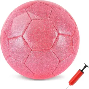 Size 4 Pink Glitter Soccer Ball with Air Pump Sets Youth Soccer Ball Girl Soccer Ball Toddler Soccer Ball  Soccer Ball Multiple Size Soccer Balls for  Aged 4-8 8-12 Boys Girls Gifts Outdoor