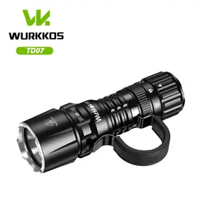 Wurkkos TD07 Spotlight Tactical Flashlight 1300 Lumens 479M Pocket Torch Rechargeable EDC with Type C 18350 1100mah Charging Port Tail Switch IPX8 Waterproof
