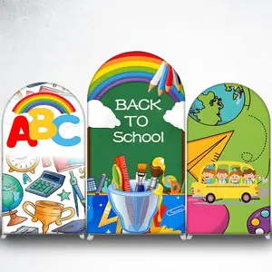 Back to School Rainbow Arch Backdrop Cover for Classroom and School Events