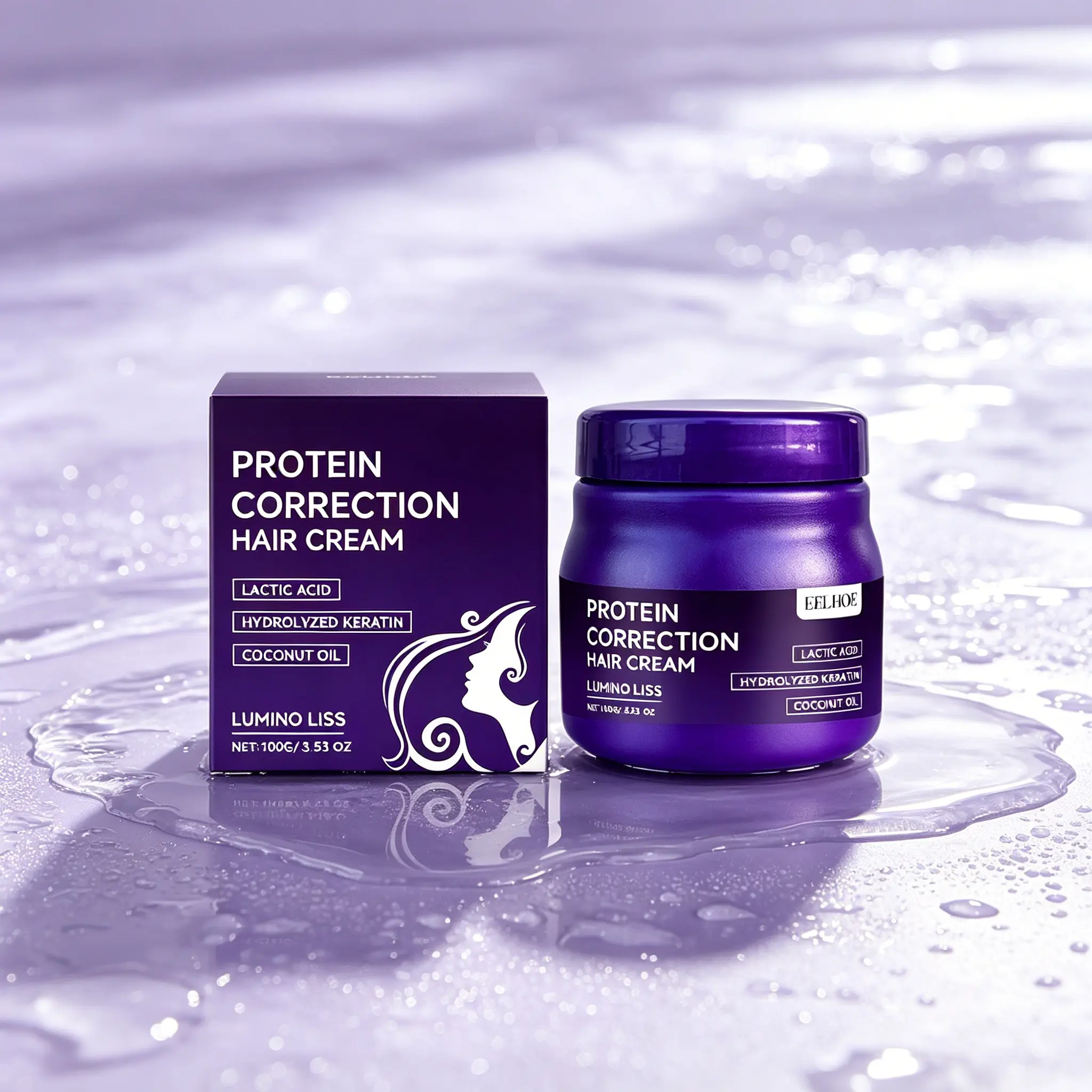 Deeply Repair Damaged Hair – LUMINO LISS Protein Correction Hair Cream 100g – Lactic Acid + Hydrolyzed Keratin + Coconut Oil – Restores Strength, Shine & Smoothness – Daily Protein Treatment for Dry, Brittle & All Hair Types