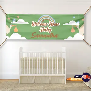 Custom Welcome Home Baby Banner,  Personalized Name,  Perfect for Newborn Arrival, Custom Name Baby Welcome Sign, Stork Delivery Vinyl Banner, Personalized Welcome Home Baby Sign, Great for Baby Showers or Birth Announcements