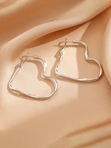 Heart Shaped Hoop Earrings, Elegant Jewelry for Women, Trendy All-match & Exquisite Jewelry for Birthday Gift, Fashionable Earrings