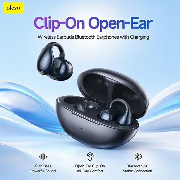 F20 Open-Ear Wireless Earbuds, Hi-Res Audio, LDAC, Bluetooth 6.0, IP55 Rated Water Resistant, Clip-On Fit OWS Sports Headphones with 40Hrs Playtime
