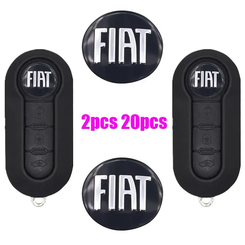 2pcs 20pcs FIAT Black 14mm 3D Aluminum Car Logo Key Fob Decoration Emblem Auto Key Badge Sticker Accessories