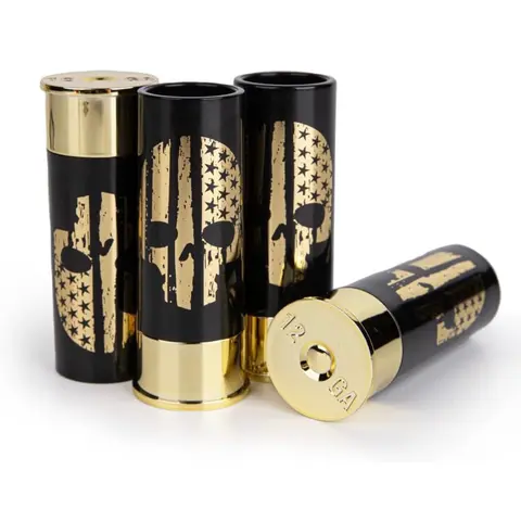12 GA Shot Glasses Set,Great Drinking Glass Set (black)