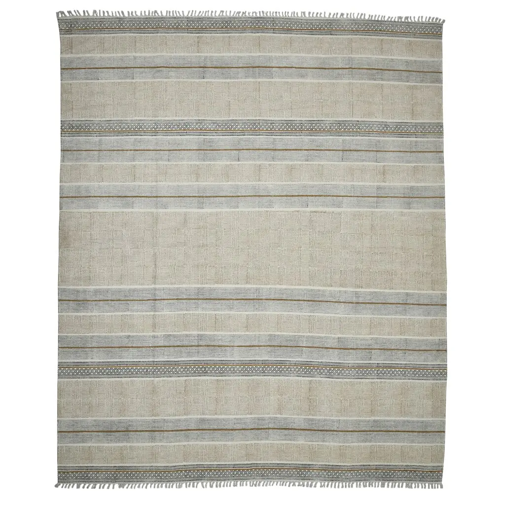 HomeRoots 532039 8x12 ft. Geometric Flatweave Handmade Distressed Fringe Area Rug, Brown, Large-Format Area Rug, Fringe Area Rugs, Large-Format Area Rugs