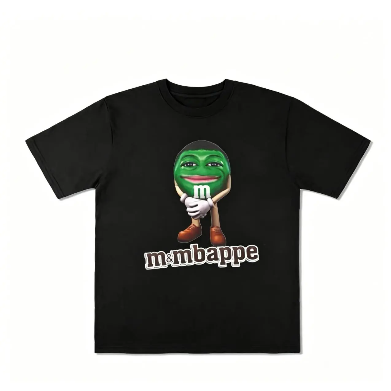 Cartoon green candy character pattern T-shirt, fun text game text oversized cotton street T-shirt
